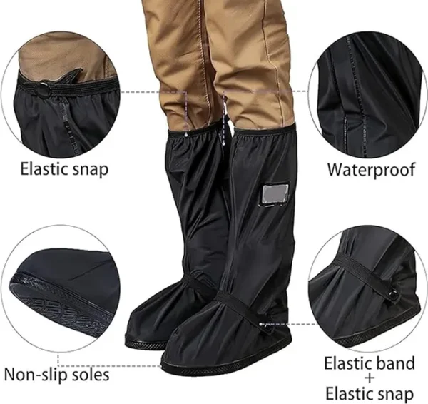 Professional Rain Shoe Cover Long Shoe Rain Cover Rain Boot Covers Waterproof Reusable Motorcycle Cycling Bike Knee Boots Shoes Cover - Image 2