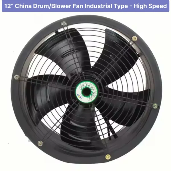 12″ China Axial Drum / Blower Fan - Industrial Type - High Speed