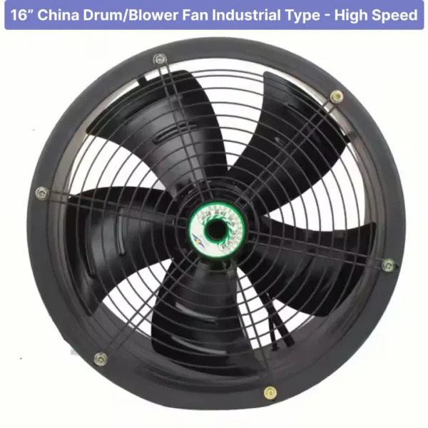 16″ China Axial Drum / Blower Fan - Industrial Type - High Speed