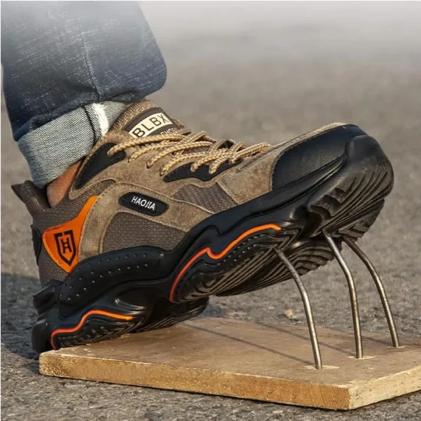 HAOJIA Lightweight Leather Sport Stylish Safety Shoe Protective with Steel Toe Cap Best quality for Bikers, Construction & Industrial Work, Steel inside Sole & Steel Alloy cap in Toe for Heavy Safety & Slip Resistant Sole - Image 4
