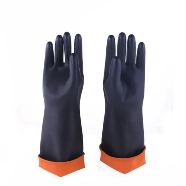 18" inch Full Hand Rubber Safety Hand Gloves Latex use for Resist Oil, Acids, Chemical, Gardening, Kitchen Works. pack of 1 pair