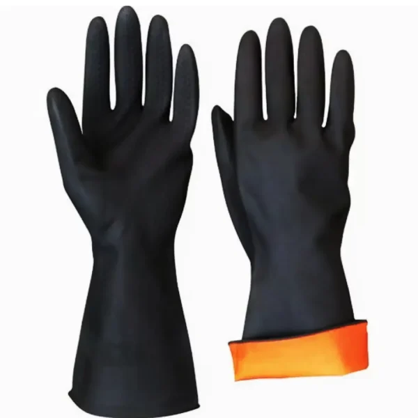 18" inch Full Hand Rubber Safety Hand Gloves Latex use for Resist Oil, Acids, Chemical, Gardening, Kitchen Works. pack of 1 pair - Image 4