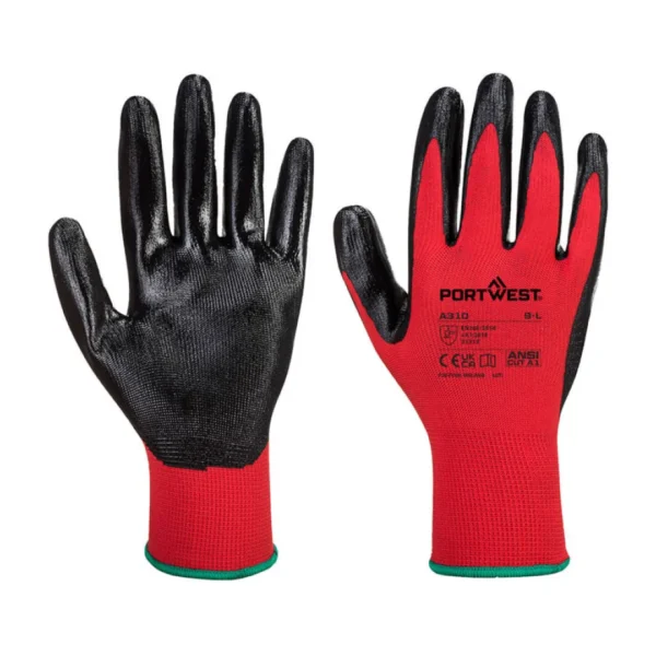 Heavy Duty Smooth Work Gloves Nitrile Coated Red Black Firm Grip Nitrile Coated Gloves - Image 2