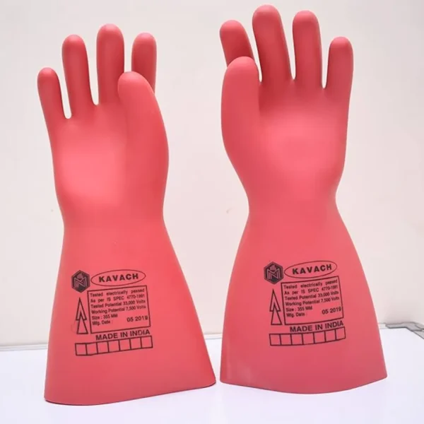 Kavach Rubber Insulating Seamless Hand Gloves Electric Shock Proof Rubber Hand Gloves of Test Volt 15000 - Image 3