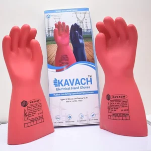 Kavach Rubber Insulating Seamless Hand Gloves Electric Shock Proof Rubber Hand Gloves of Test Volt 15000